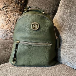 Tommy Hilfiger green leather backpack